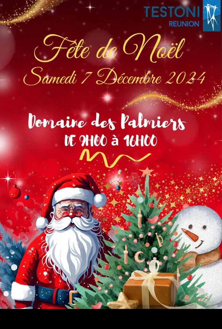 Affiche de la fête de Noël d'entreprise au Domaine des Palmiers à La Réunion, organisée par Pull Up Événements