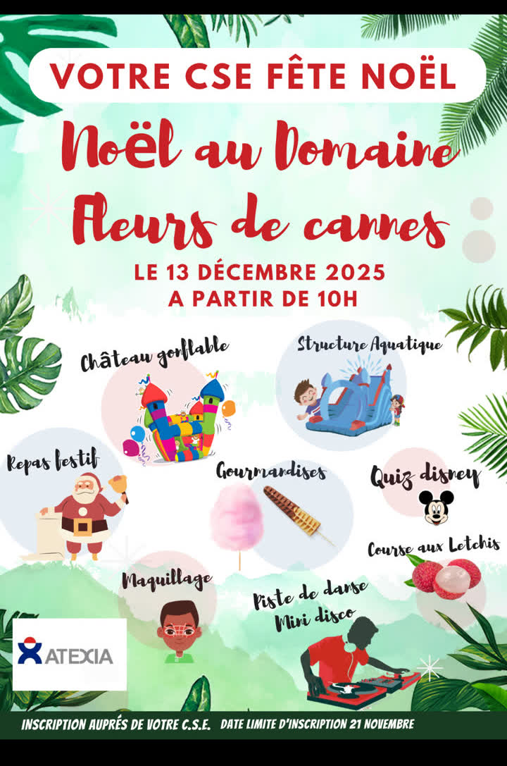 Affiche d'annonce d'un arbre de Noël de CSE à La Réunion